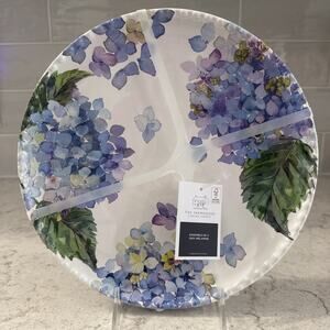 Set 4 HYDRANGEA 10.5” Melamine Dinner Plates Farmhouse Rachel Ashwell NEW Blue